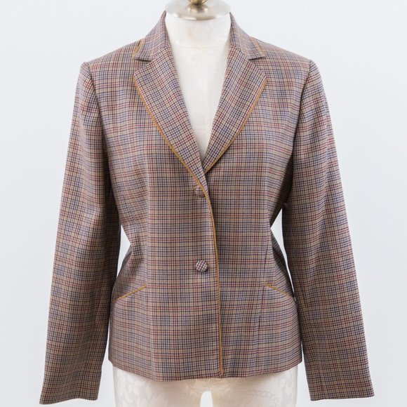 Vintage Pendelton M Wool Plaid Blazer Jacket Tan